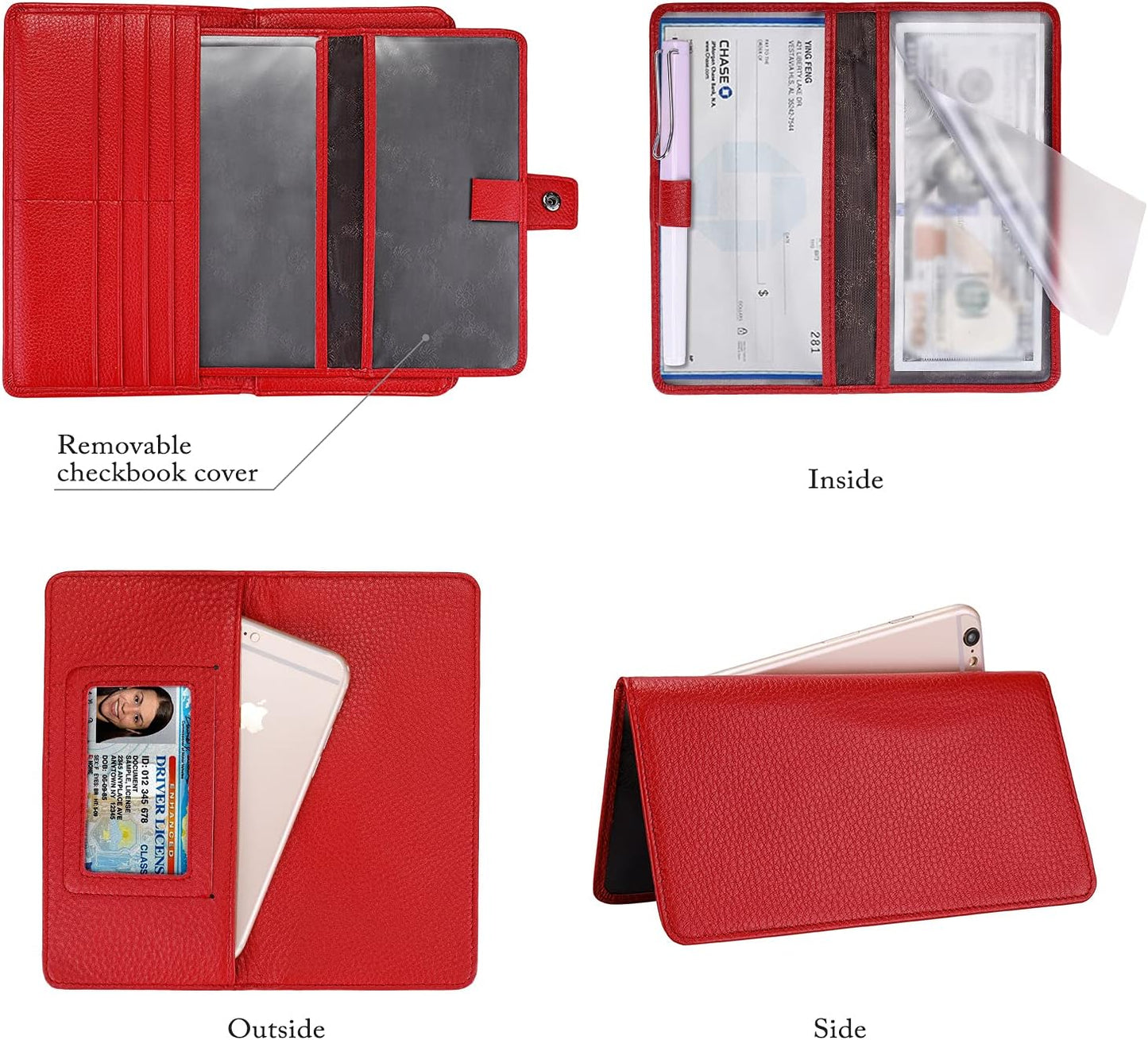 HOTItslife Womens Wallet,Large Capacity RFID Blocking Leather Wallets Credit Cards Organizer Ladies Wallet with Checkbook Holder