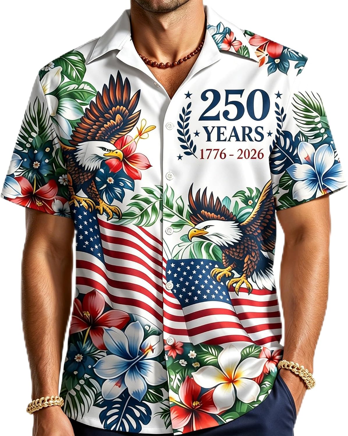 HOT250Th Anniversary USA Hawaiian Shirt for Men, 1776-2026 Patriotic Short Sleeve Shirt, Independence Day Gifts