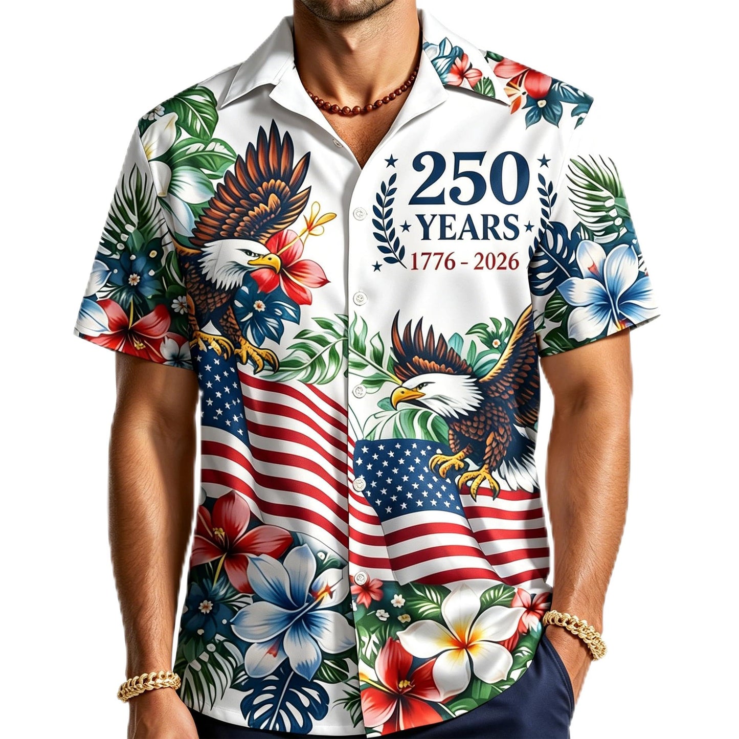 HOT250Th Anniversary USA Hawaiian Shirt for Men, 1776-2026 Patriotic Short Sleeve Shirt, Independence Day Gifts