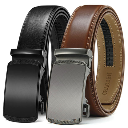 HOTCHAOREN Mens Belt Leather Ratchet Belt 2 Pack - Customizable Fit, Effortless Style (35mm)