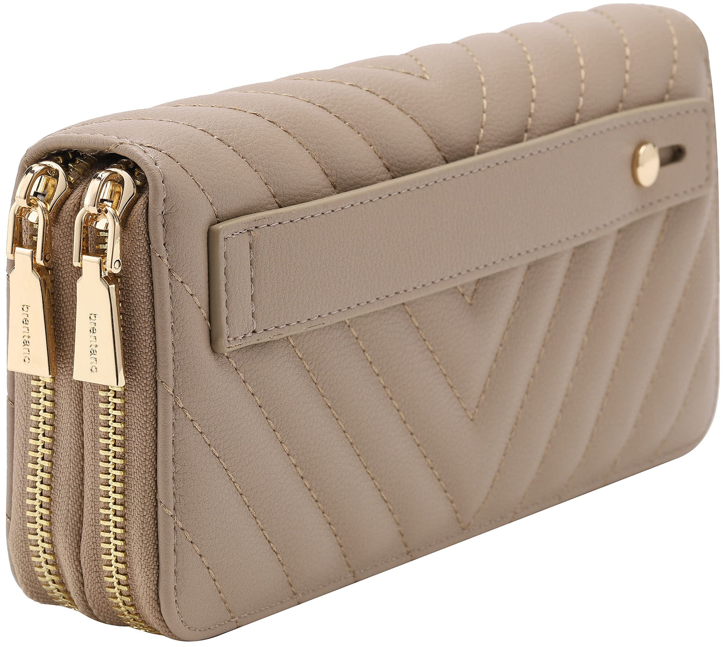 HOTB BRENTANO Vegan Leather Double Zipper Pocket Wallet with Grip Hand Strap (BLUE GLITTER)