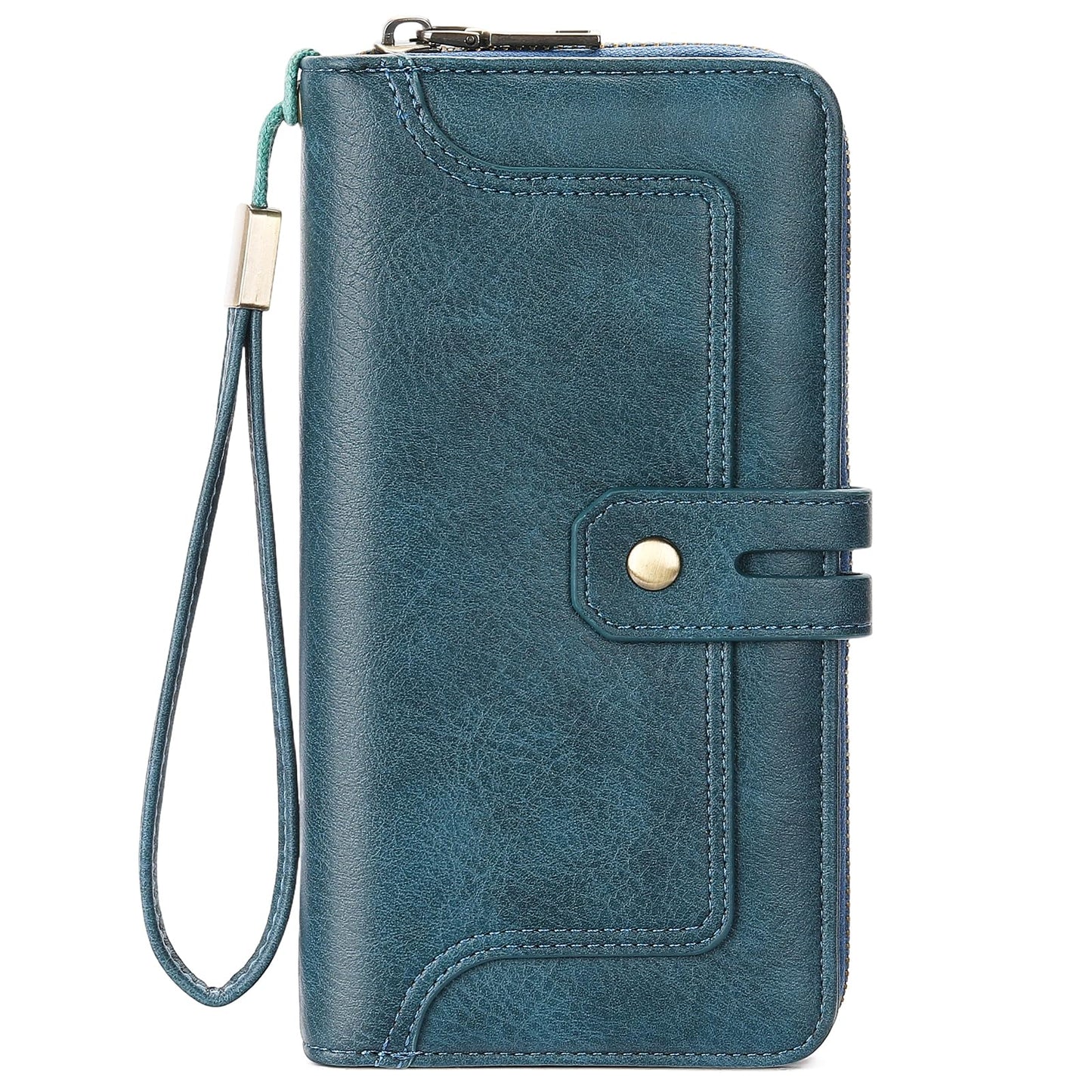 HOTGOIACII Wristlet Wallets for Women Large Capacity RFID Blocking Ladies Phone Clutch Card Holder Cow Print Brown