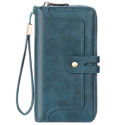 HOTGOIACII Wristlet Wallets for Women Large Capacity RFID Blocking Ladies Phone Clutch Card Holder Cow Print Brown