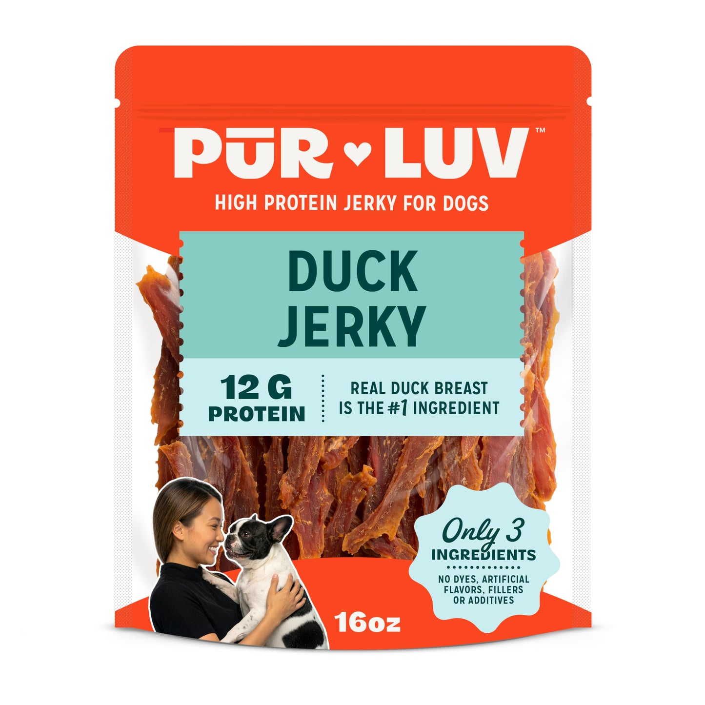 HOTPur Luv Chicken Jerky Dog Treats, Made with 100% Real Chicken Breast, 16 Ounces, Healthy, Easily Digestible, Long-Lasting, High Protein, Satisfies Dog's Urge to Chew