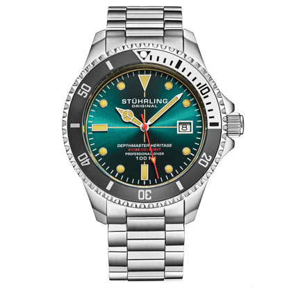 HOTStuhrling Depthmaster Heritage Diver Swiss Quartz Watch, 42mm, Stainless Steel, 100M Water Resistant