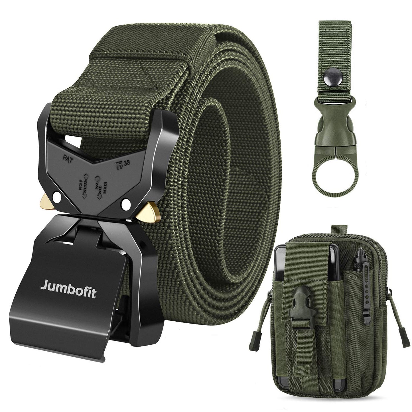HOTTactical Belt for Men and Women, Military Work Belt Nylon with Quick-Release Buckle, Gift with Molle Pouch & Clip