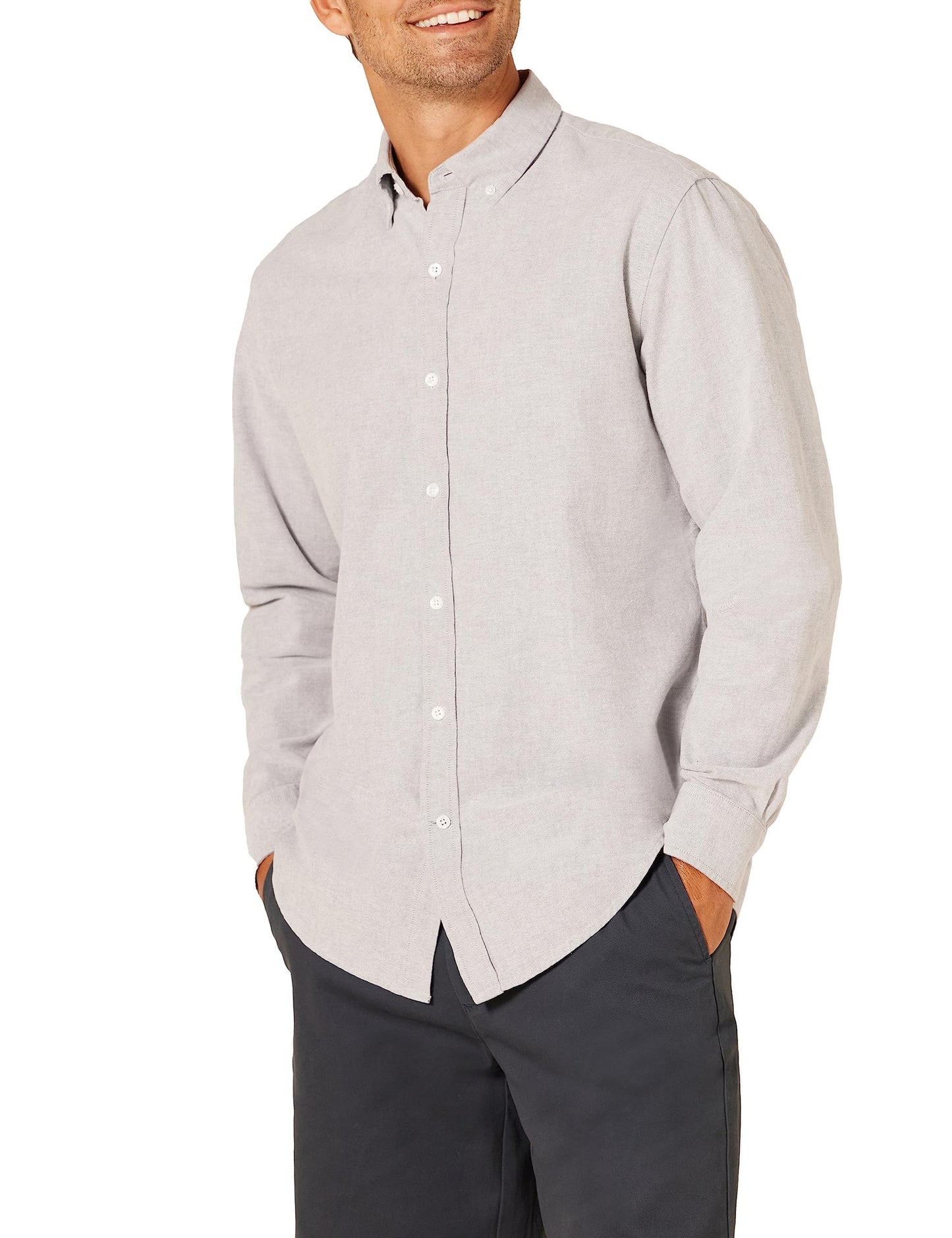 HOTAmazon Essentials Men's Regular-Fit Long Sleeve Oxford Shirt, 100% Cotton