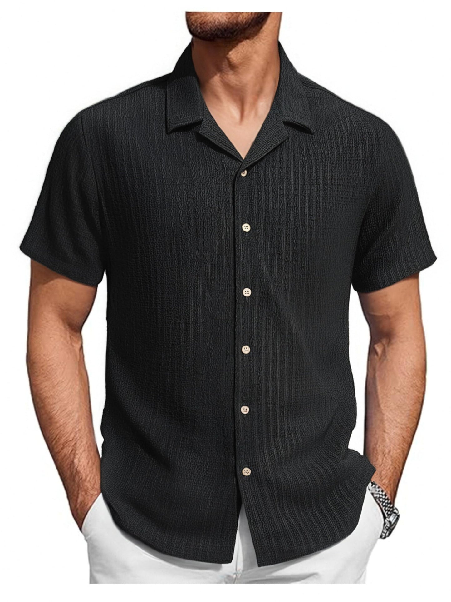 HOTDamipow Mens Casual Button Down Shirts Short Sleeve Fashion Vacation Beach Shirts