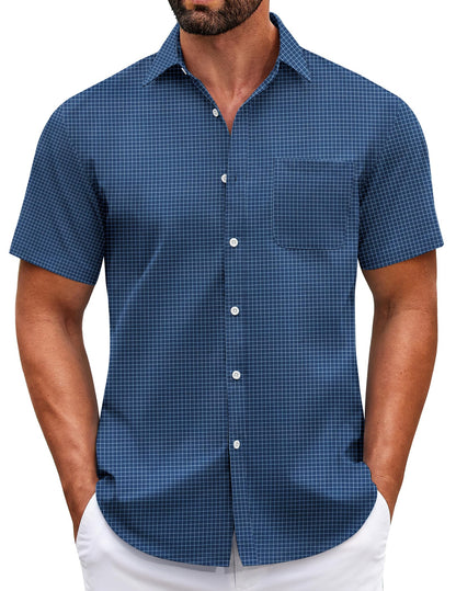 HOTCOOFANDY Mens Short Sleeve Casual Button Down Shirts Summer Untucked Dress Shirts with Pocket