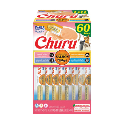 HOTINABA Churu Cat Treats, Lickable, Squeezable Creamy Purée Cat Treat with Green Tea Extract & Taurine, 0.5 Ounces Each Tube, 60 Tubes, Chicken Variety Box