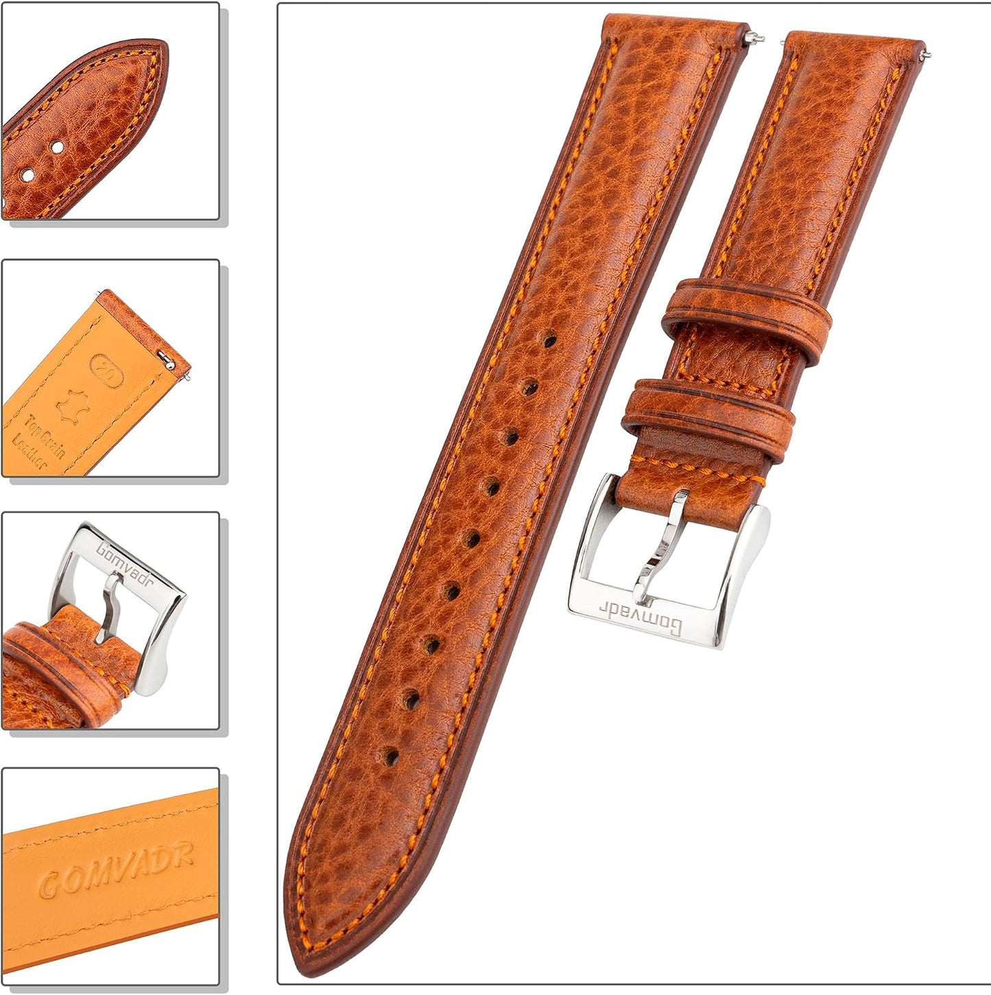 HOTItalian Leather Watch Band Tuscany Natural Vegetable-Tanned Top Grain Genuine Leather Strap,18mm 19mm 20mm 21mm 22mm XL XXL Quick Release Replacement Watch Bands for Men and Women Thick and Soft