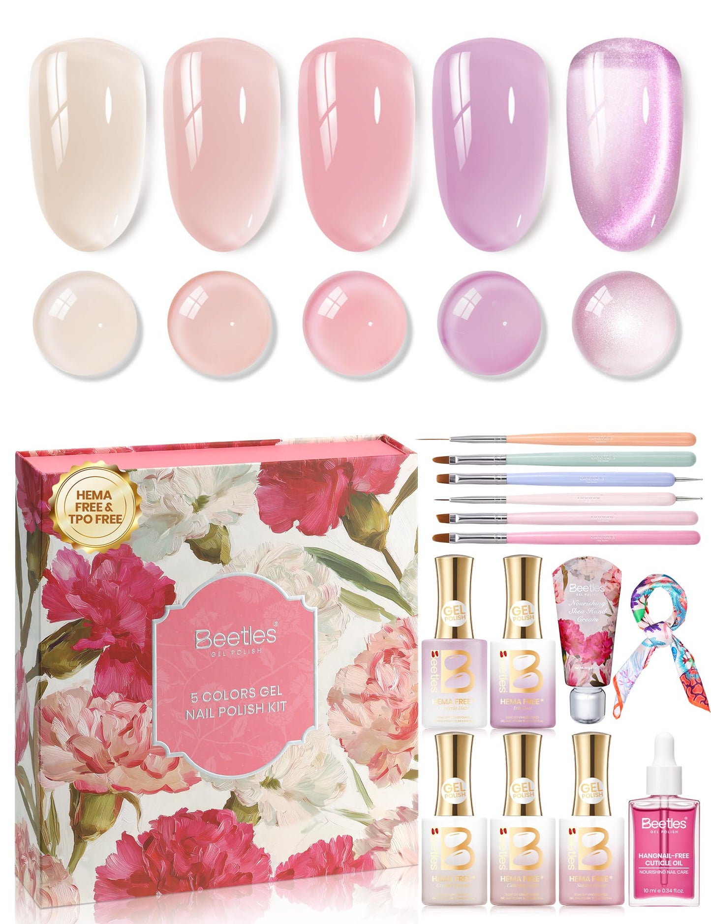 HOTBeetles Gel Nail Polish Kit with U V Light - 80Pcs 55 Colors Gel Nail Kit | Color Enchantment with Everything Base Top Coat Beginner Starter at Home Nails Kit Manicure DIY Salon Tools Gifts for Women
