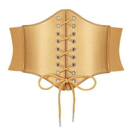 HOTJASGOOD Women’s Elastic Costume Waist Belt Lace-up Tied Waspie Corset Belts for Women