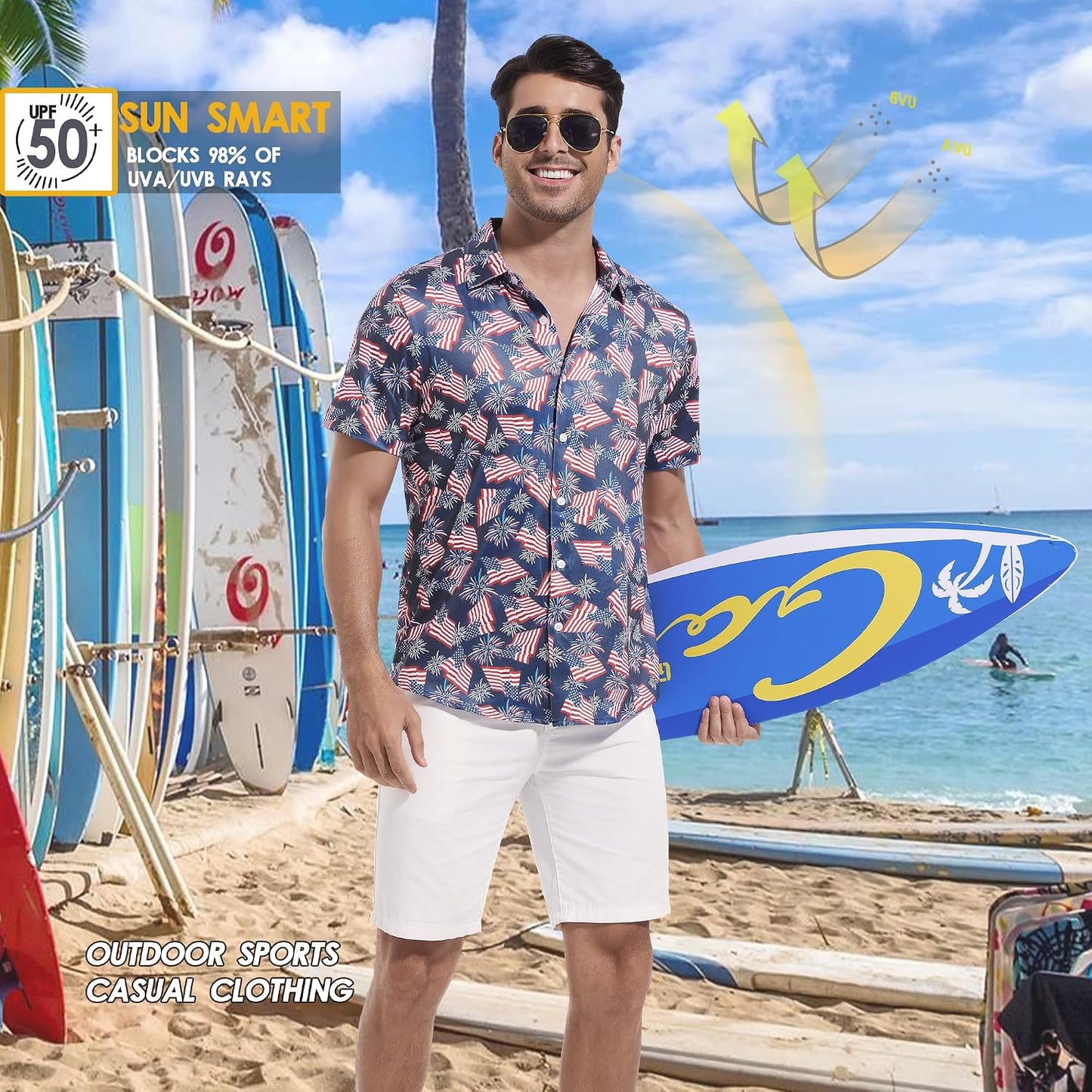 HOTFT FENTENG Mens Hawaiian Shirts Regular Fit Short Sleeve Casual Button Down Summer Tropical Beach Shirts