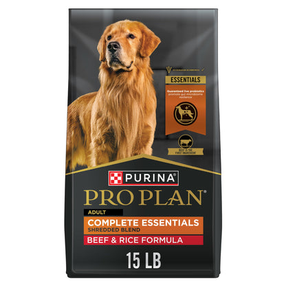 HOTPurina Pro Plan Complete Essentials Shredded Blend Beef and Rice Dog Food Dry Formula with Probiotics for Dogs - 35 lb. Bag