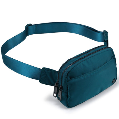 HOTPander Everywhere Belt Bag for Women, 5 Zipper Pockets Nylon Crossbody Fanny Pack Purse (White Opal)