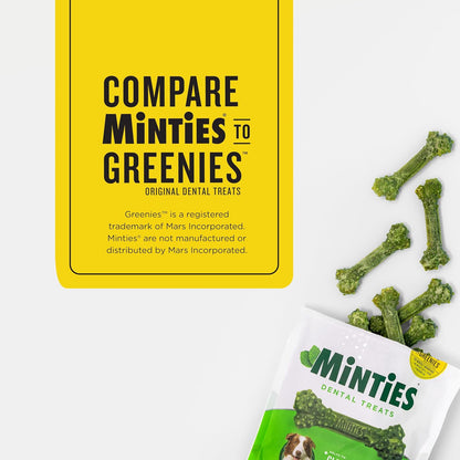 HOTMinties Dental Chews for Dogs, 60 Count, Vet-Recommended Mint-Flavored Dental Dog Treats for Medium Dogs, Bones Clean Teeth, Fight Bad Breath, and Removes Plaque and Tartar