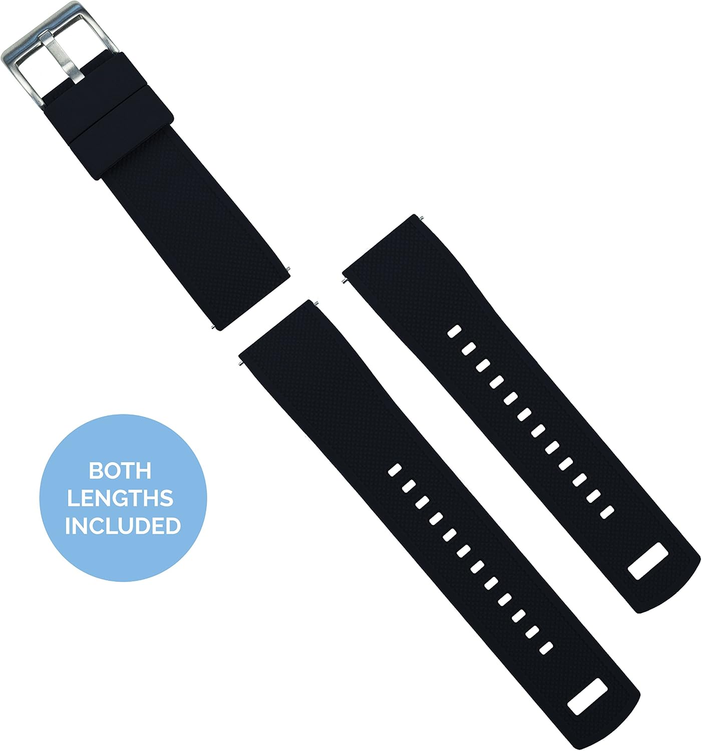HOTBARTON Elite Silicone Watch Bands - Quick Release - Choose Strap Color & Buckle Color (Stainless Steel, Black PVD or Gunmetal Grey) - 18mm, 20mm, 22mm & 24mm Watch Straps