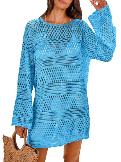 HOTANRABESS Women Swimsuit Crochet Swim Cover Up 2026 Summer Bathing Suit Swimwear Mesh Knit Beach Dress Vacation Outfits