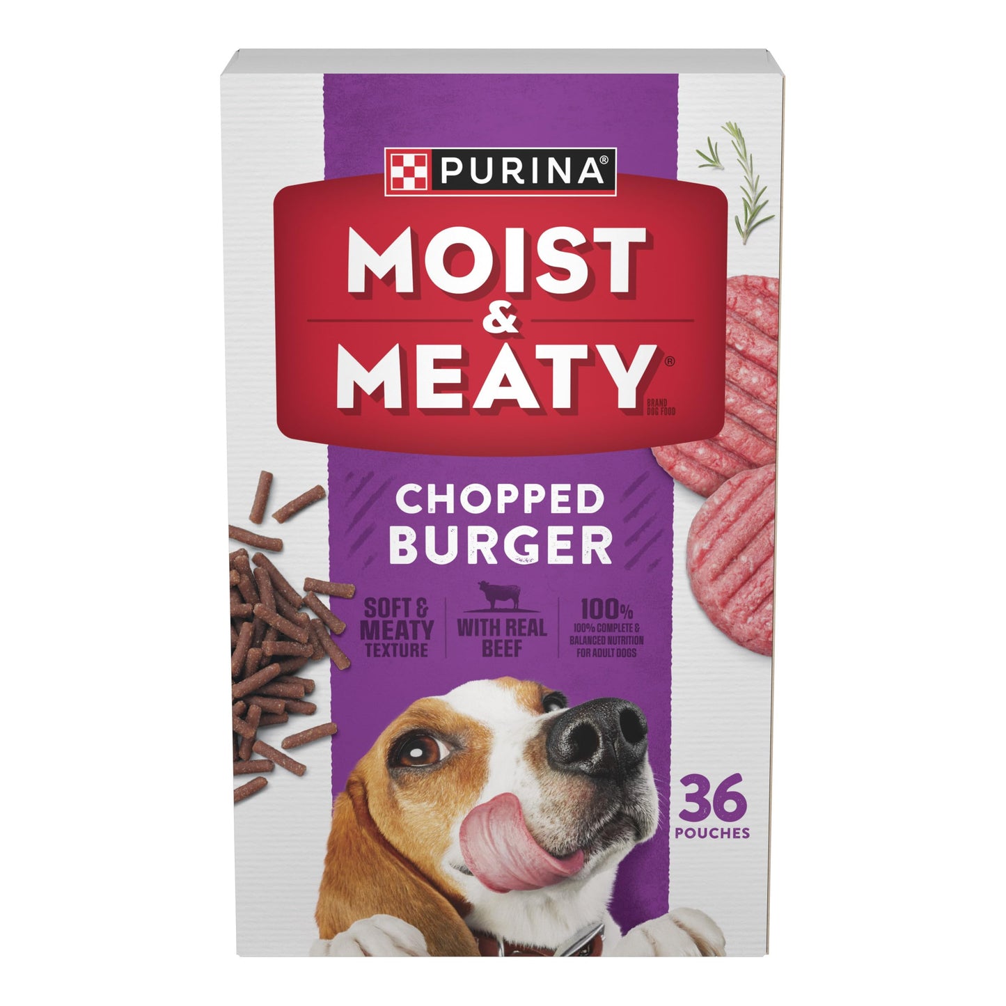 HOTPurina Moist and Meaty Burger With Cheddar Cheese Flavor Dry Soft Dog Food Pouches - 36 ct. Pouch