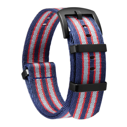 HOTBINLUN Nylon Watch Band 18mm,20mm,22mm,24mm Rugged Military Replacement Watch Straps Silver&Black Stainless Buckle Heavy-Duty Wristband For Traditional Men Women Watches