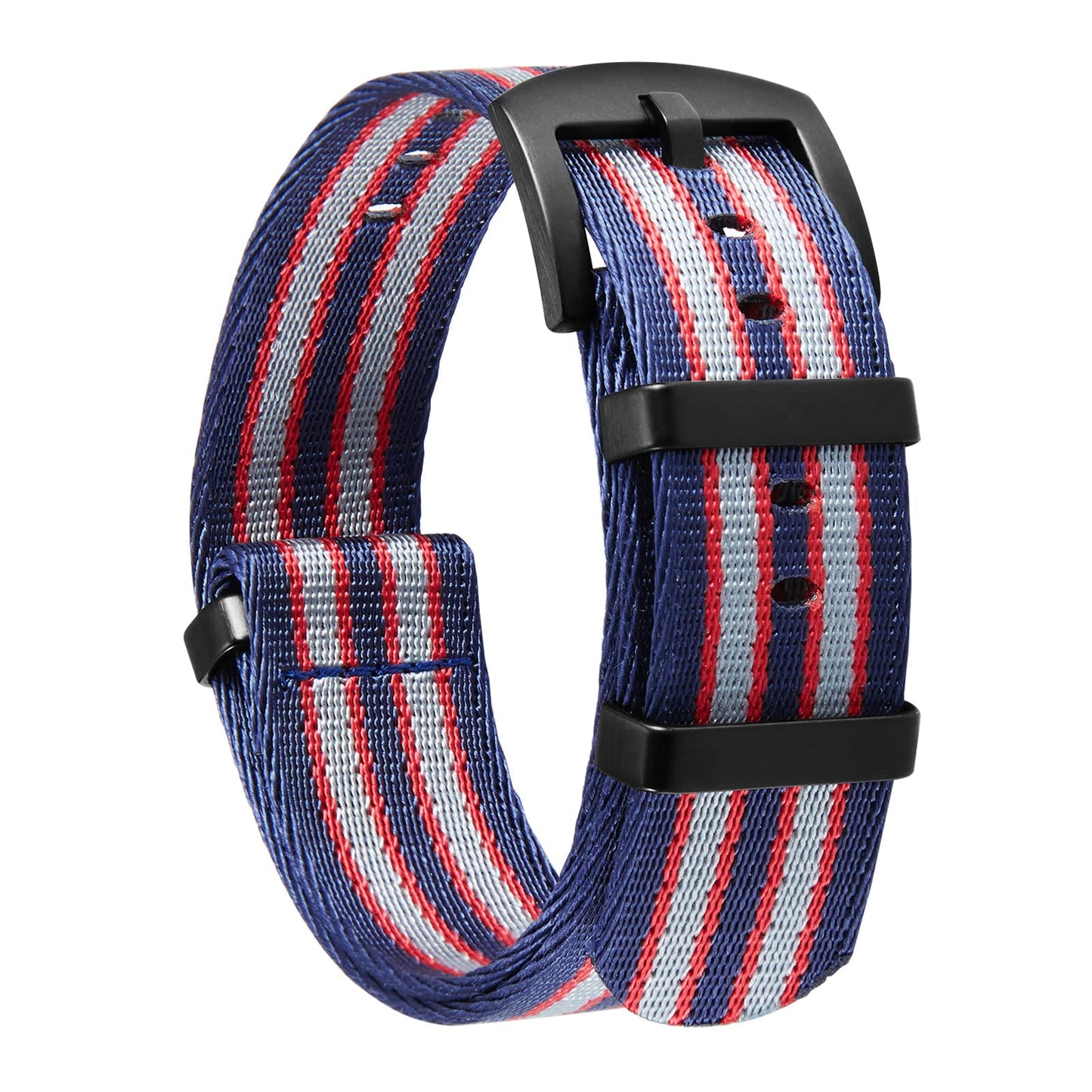 HOTBINLUN Nylon Watch Band 18mm,20mm,22mm,24mm Rugged Military Replacement Watch Straps Silver&Black Stainless Buckle Heavy-Duty Wristband For Traditional Men Women Watches
