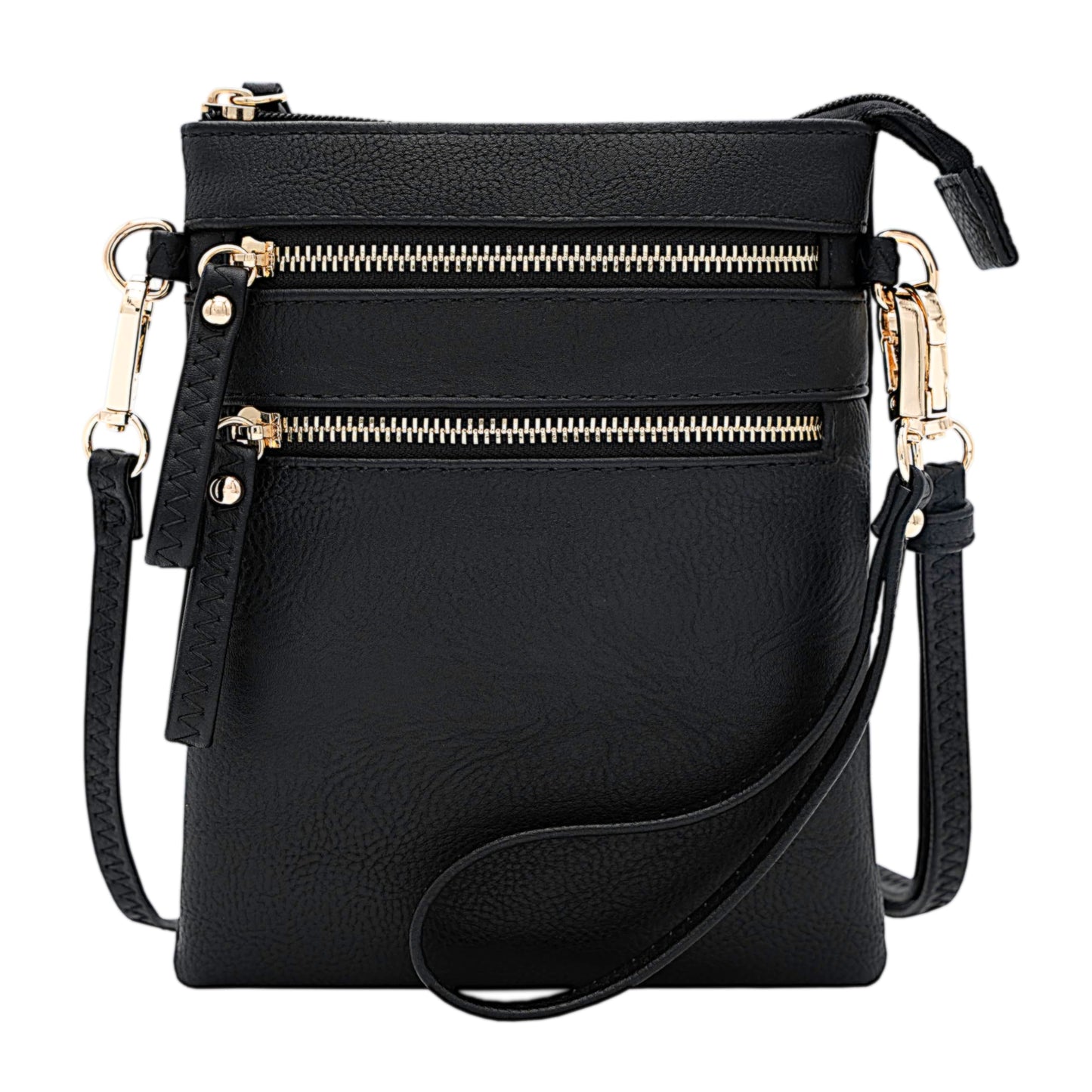 HOTSolene Small Crossbody Bag for Women, Multi Zip Pockets with Detachable Wristlet, Lightweight Travel Purse, Cell Phone Pouch