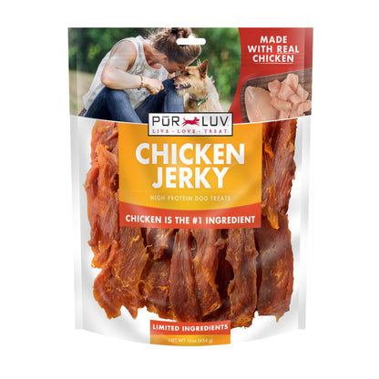 HOTPur Luv Chicken Jerky Dog Treats, Made with 100% Real Chicken Breast, 32 Ounces, Healthy, Easily Digestible, Long-Lasting, High Protein, Satisfies Dog's Urge to Chew