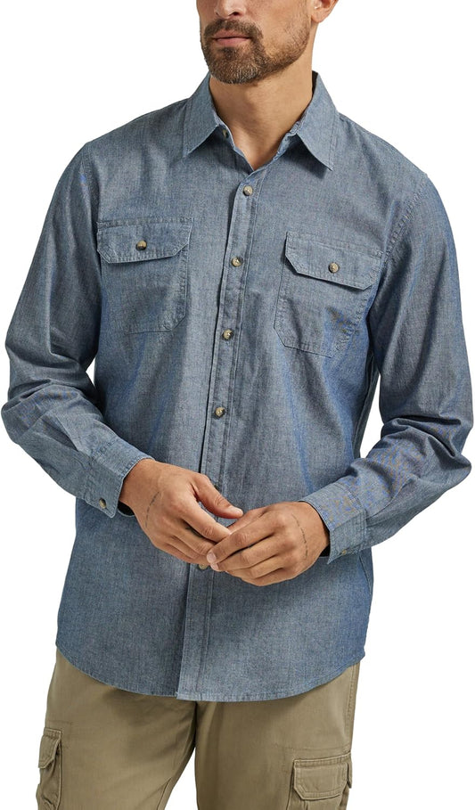 HOTWrangler Authentics Men's Long Sleeve Classic Woven Shirt
