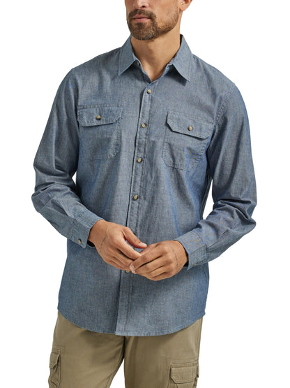 HOTWrangler Authentics Men's Long Sleeve Classic Woven Shirt
