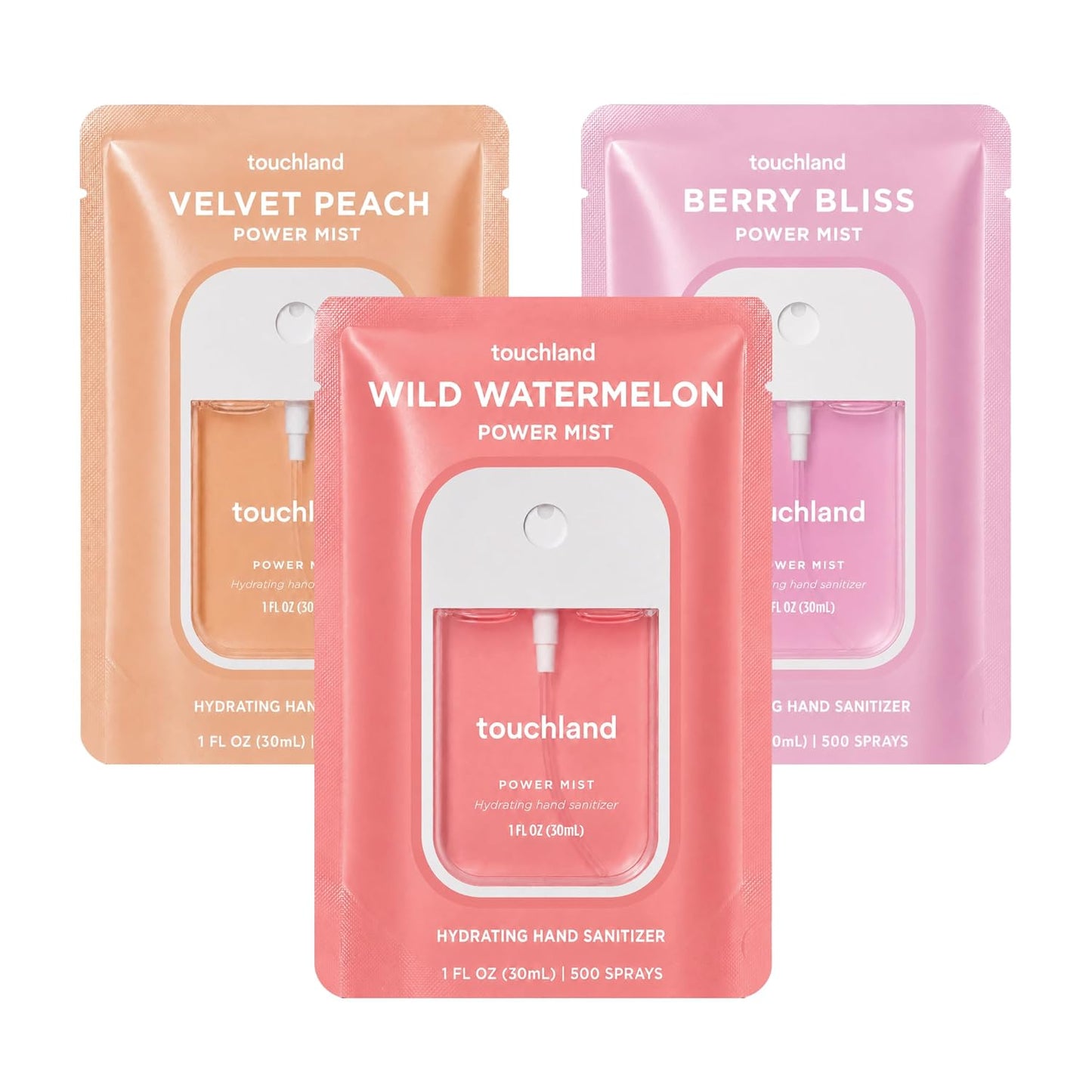 HOTTouchland Juicy Trio Hydrating Hand Sanitizer Spray Set Travel Size