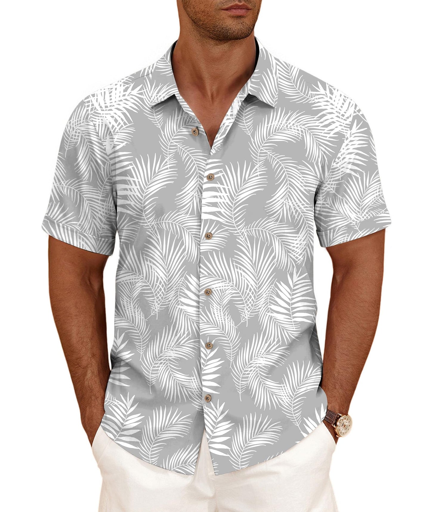 HOTCURBODO Linen Blend Shirts for Men Casual Short Sleeve Button Down Shirt Cool Summer Beach Wedding Vacation Tops