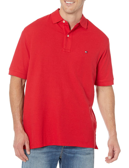 HOTTommy Hilfiger Men's Short Sleeve Cotton Pique Flag Graphic Polo Shirt in Custom Fit
