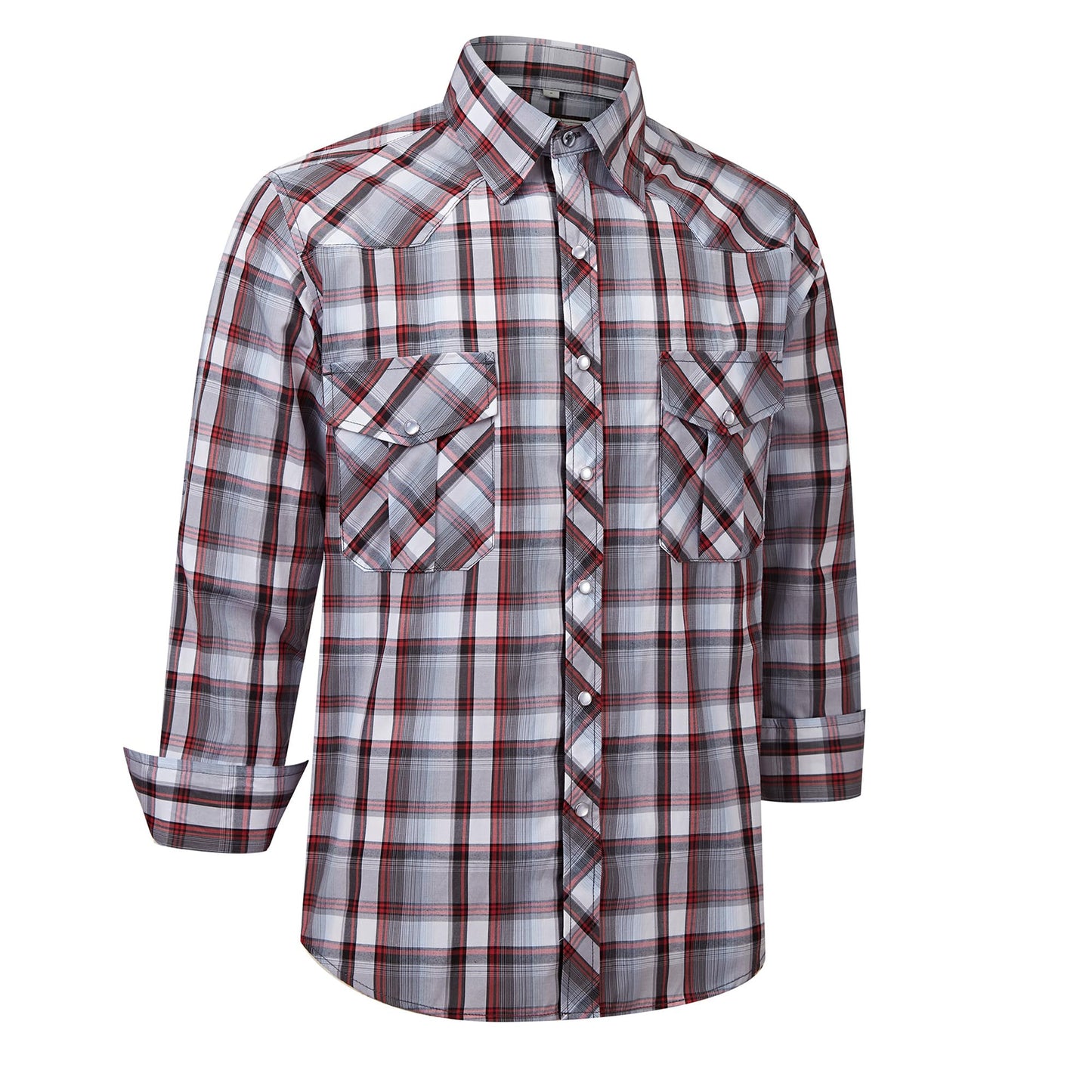 HOTCOEVALS CLUB Men's Western Pearl Snap Button Up Casual Cowboy Long Sleeve Two Pockets Work Shirts