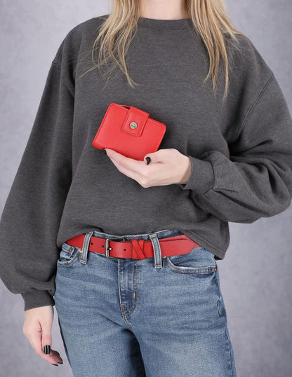 HOTTimberland Women's Leather Rfid Small Indexer Wallet Billfold, Red, One Size