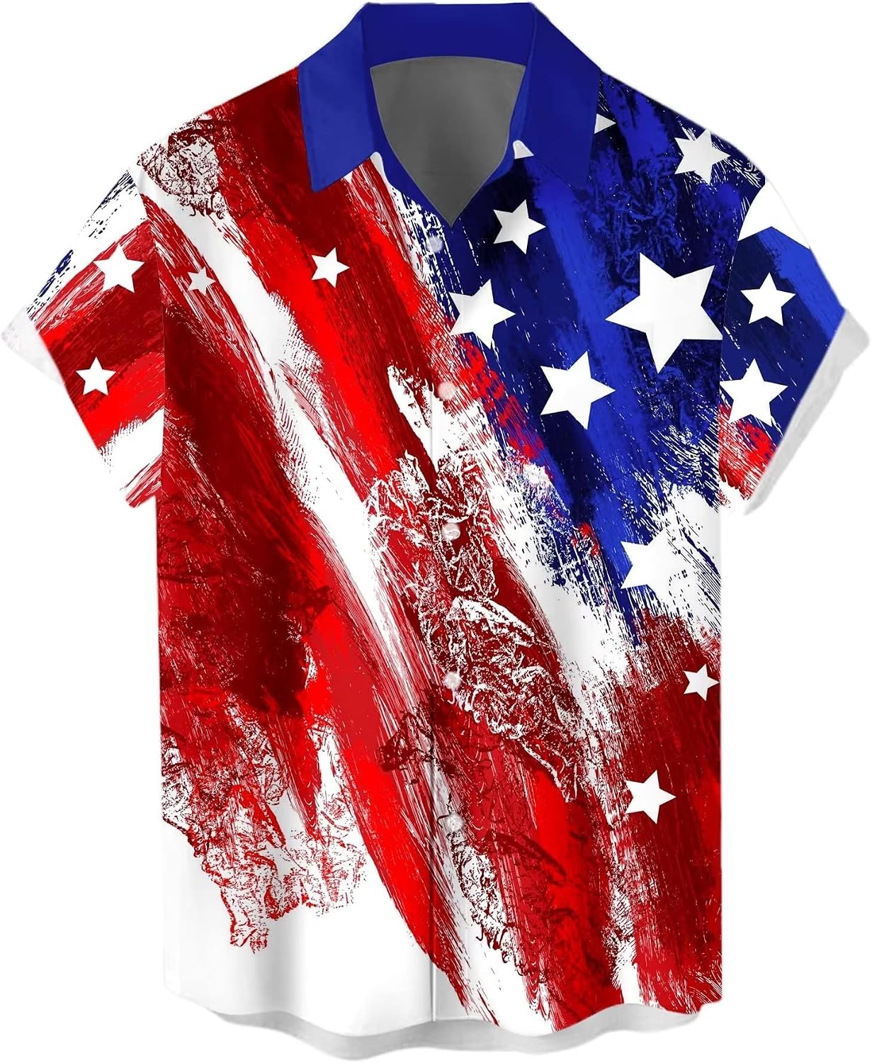 HOTWHO IN SHOP Men's 4th of July American Flag Patriotic Shirts Short Sleeve Button Up USA Memorial Day Shirts