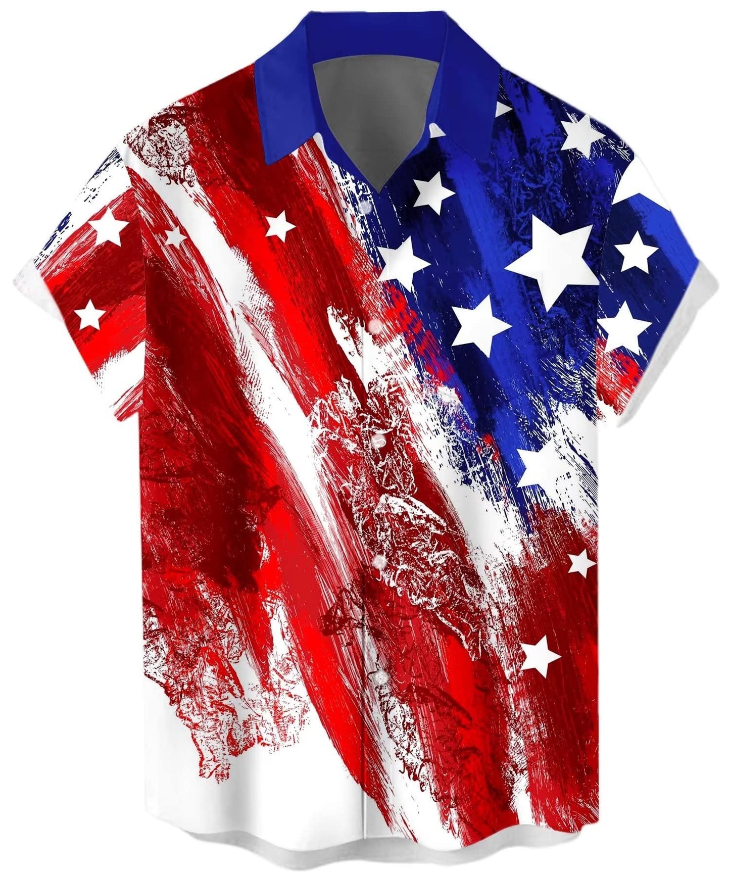 HOTWHO IN SHOP Men's 4th of July American Flag Patriotic Shirts Short Sleeve Button Up USA Memorial Day Shirts