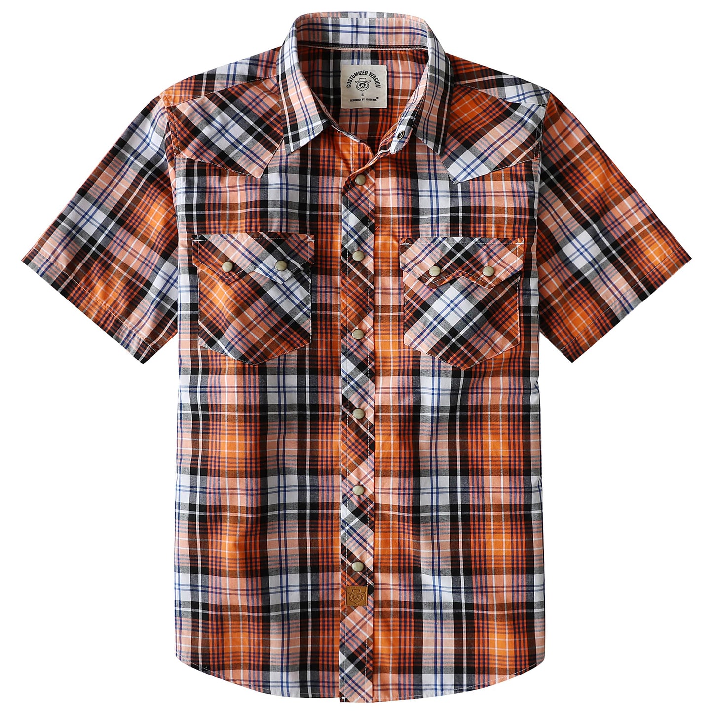HOTDubinik® Pearl Snap Western Shirts for Men Short Sleeve Cowboy Men's Casual Shirt with 2 Sawtooth Pocket Vintage