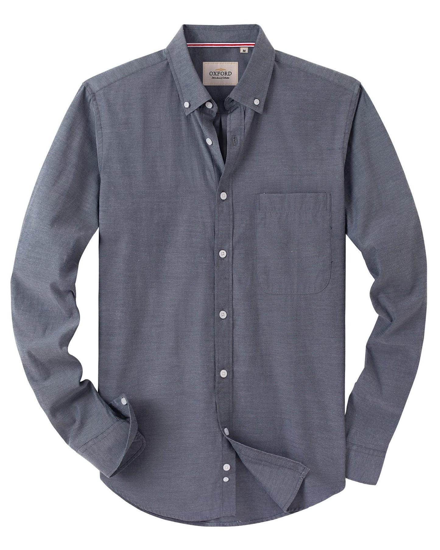HOTAlimens & Gentle Mens Solid Oxford Shirt Long Sleeve Dress Shirt Work Casual Button Down Shirts with Pocket