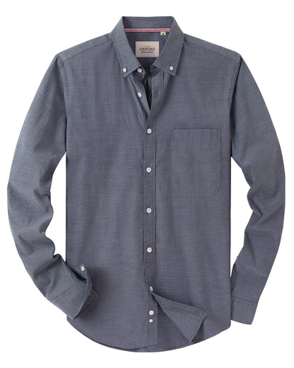 HOTAlimens & Gentle Mens Solid Oxford Shirt Long Sleeve Dress Shirt Work Casual Button Down Shirts with Pocket