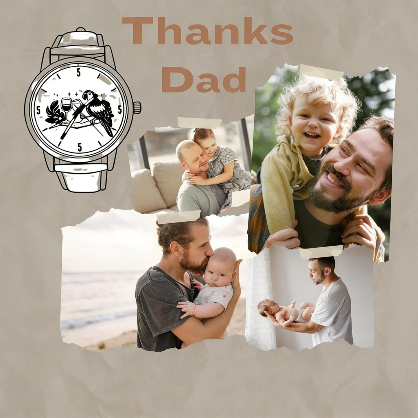 HOTCool Watch for Dad or Husband Retro Quartz Wrist Watch - Ideal Retirement Father‘s Day & Birthday Gift | Casual Vacation Style|Its 5 O‘Clock Somewhere Watch
