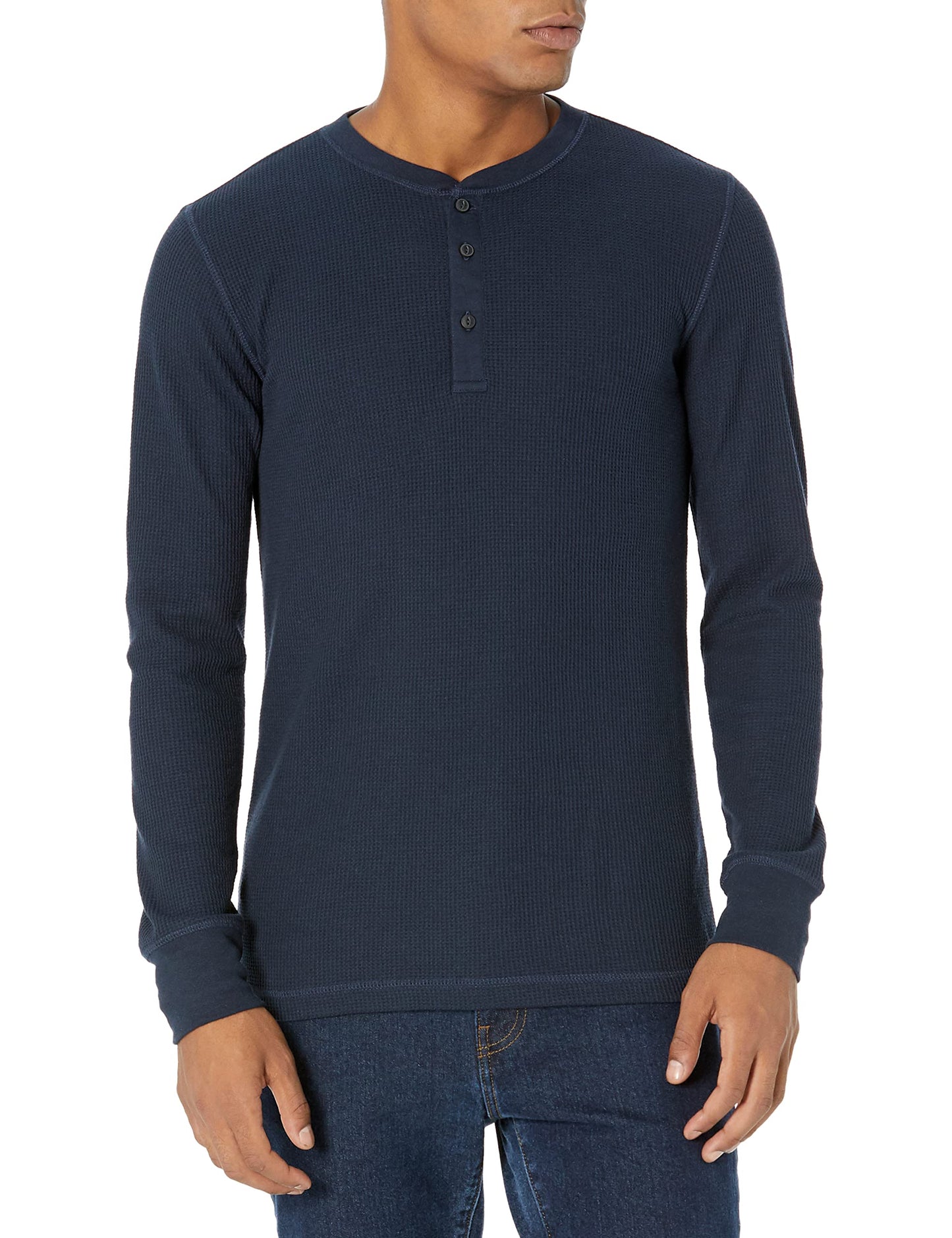 HOTAmazon Essentials Men's Long Sleeve Waffle Henley Shirt