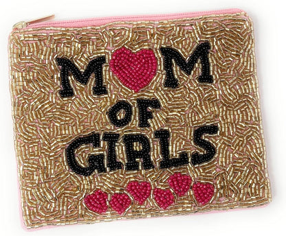 HOTMom of Girls Beaded Coin Purse, Beaded Coin Pouch, Mother's Day Gifts, Gifts for Mom, Small Wallets for Her