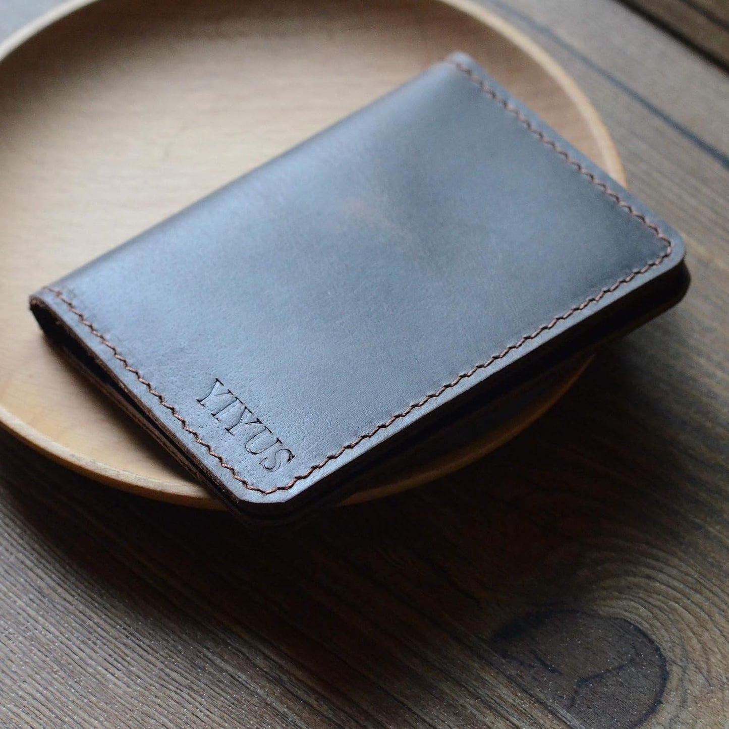 HOTPersonalized handmade Minimalist Leather Wallet Bifold Wallet Distressed Leather Slim Bifold Wallet Father's Day Gift wedding gift Mother's Day