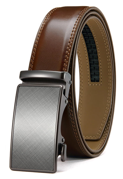 HOTCHAOREN Mens Belt - Mens Ratchet Belt Leather 1 3/8" for Dress Pant - Micro Adjustable Belt Fit Everywhere