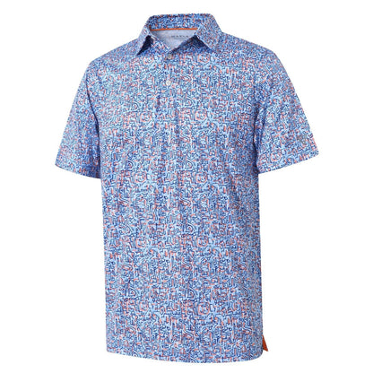 HOTGolf Shirts for Men Dry Fit Short Sleeve Print Performance Moisture Wicking Polo Shirt