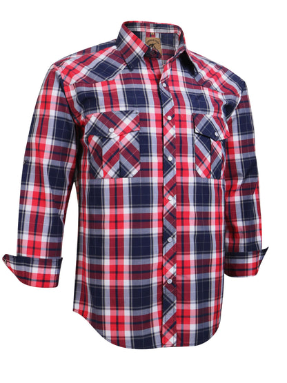 HOTCOEVALS CLUB Men's Western Pearl Snap Button Up Casual Cowboy Long Sleeve Two Pockets Work Shirts