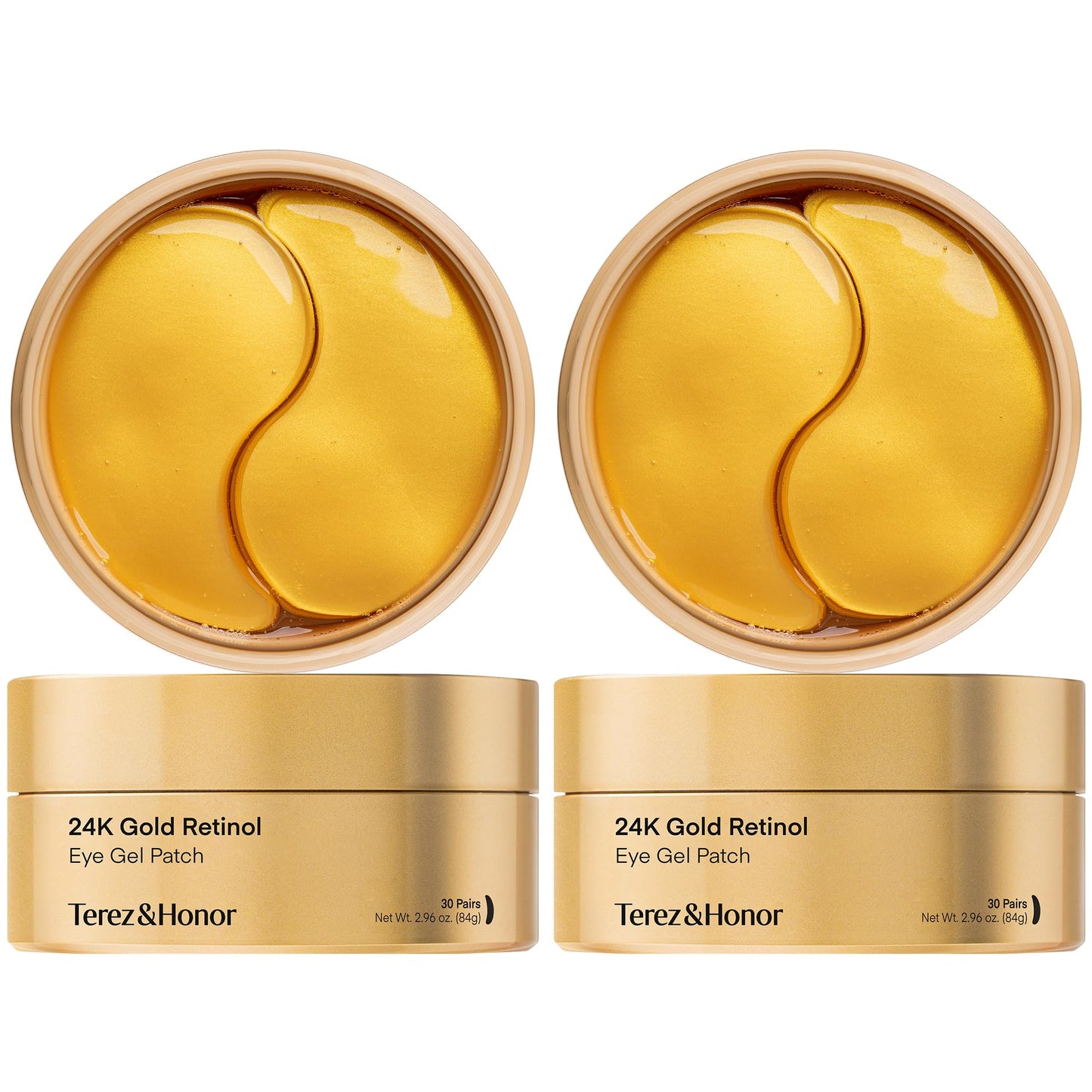 HOTTerez & Honor Under Eye Patches for Dark Circles - 60 Korean Hydrogel Masks for Puffiness, Bags, Wrinkle with Caffeine, Hyaluronic Acid, Niacinamide - Undereye Hydrating & Cooling, Vegan, No Fragrance