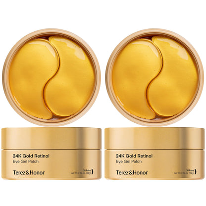 HOTTerez & Honor Under Eye Patches for Dark Circles - 60 Korean Hydrogel Masks for Puffiness, Bags, Wrinkle with Caffeine, Hyaluronic Acid, Niacinamide - Undereye Hydrating & Cooling, Vegan, No Fragrance