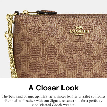 HOTCoach Women's Crossgrain Leather Wristlet W Chain